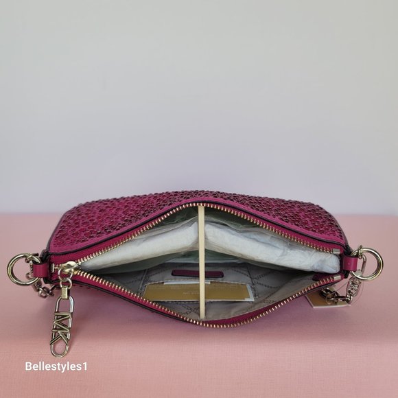 MICHAEL KORS Empire Medium Chain Pouchette Shoulder Bag- Deep Fuchsia⭐ - Picture 12 of 16